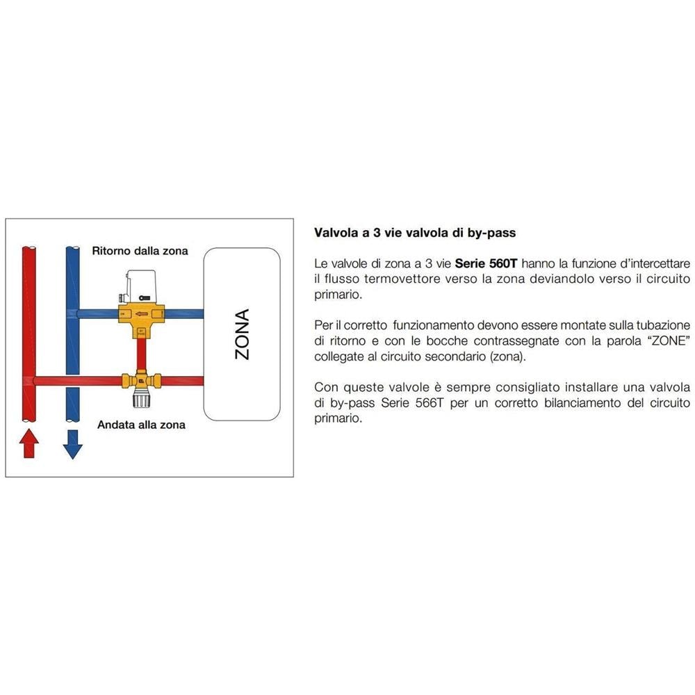 Valvola Di Zona A 3 Vie Dn 3/4"" Ff Codice 560t34 - Foto 2