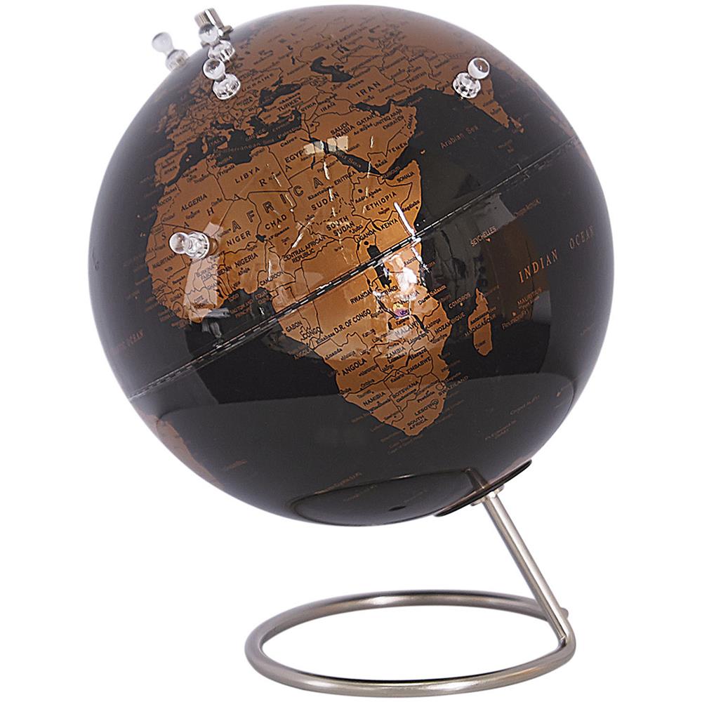 Mappamondo Nero E Rame Con Magneti 29 Cm Cartier - Foto 1