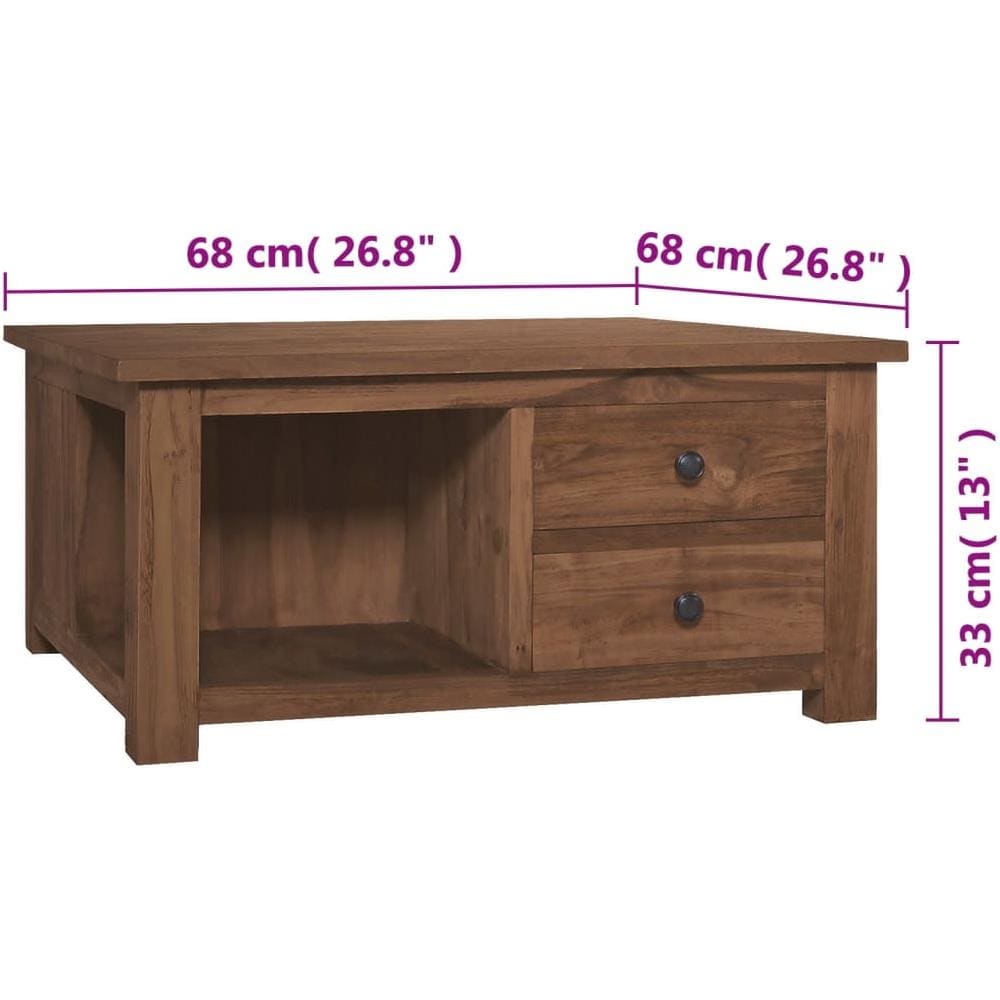 Tavolino da Caffè 68x68x33 cm in Legno Massello di Teak - Foto 8