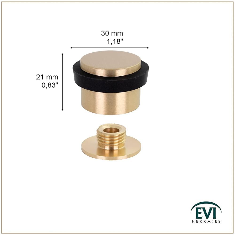 Arresto Della Porta Adesiva Con Base Filettata, Ottone Opaco, Gomma Nera, Ref. I-191 / 24x19-dual-lmt, Adesivo O Vite - Foto 3
