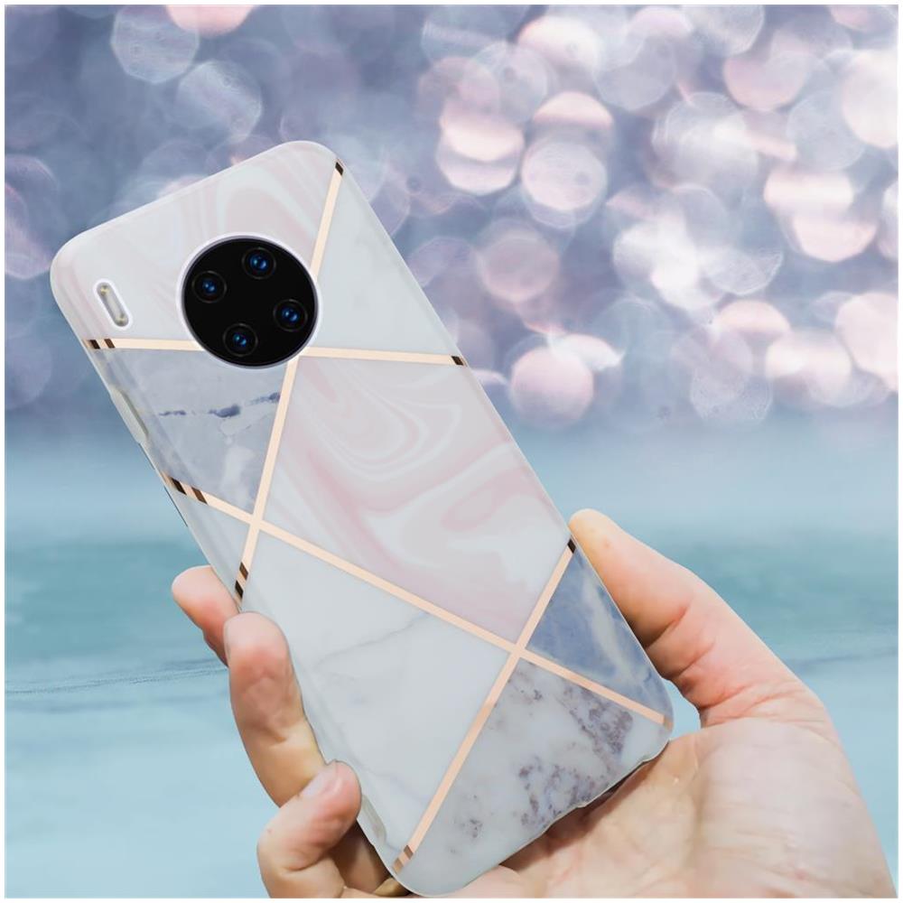 Custodia Compatibile Con Huawei Mate 30 Pro In Marmo Rosa Oro Bianco No. 9 - Coperchio Protettivo In Silicone Tpu Con Motivo A Mosaico - Foto 8
