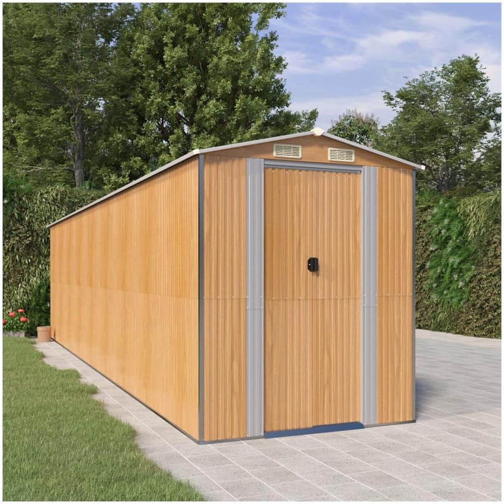 Capanno Giardino Marrone Chiaro 192x772x223 Cm Acciaio Zincato - Foto 1