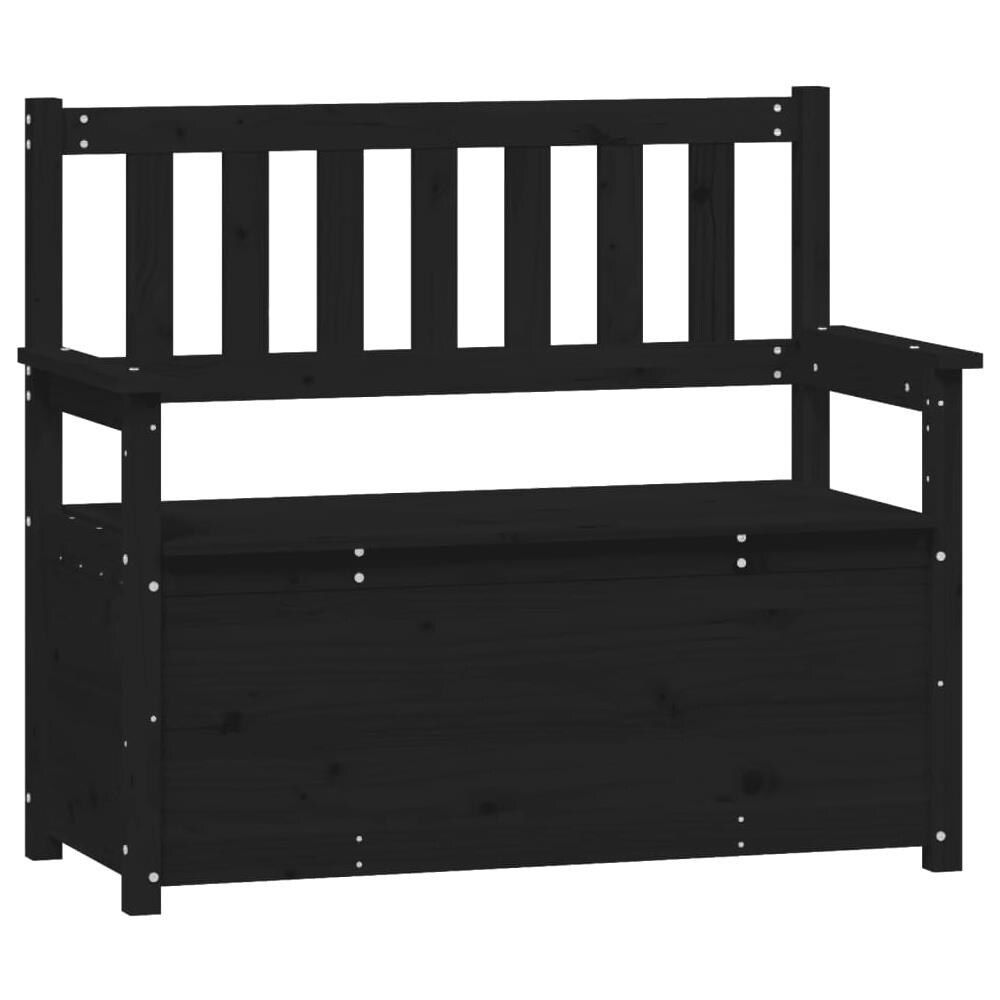 Panca Nera 112,5x51,5x96,5 Cm In Legno Massello Di Pino - Foto 2