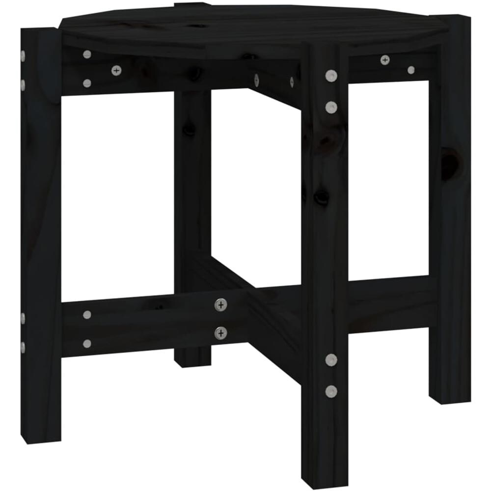 Tavolino Da Salotto Nero 52,5x45 Cm In Legno Massello Di Pino - Foto 2