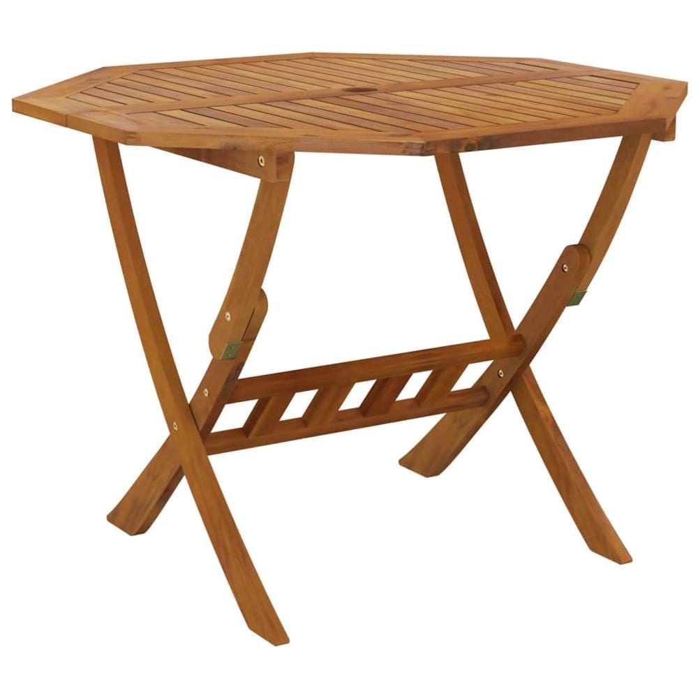 Tavolo Da Giardino Pieghevole 90x75 Cm Legno Massello Di Acacia - Foto 2