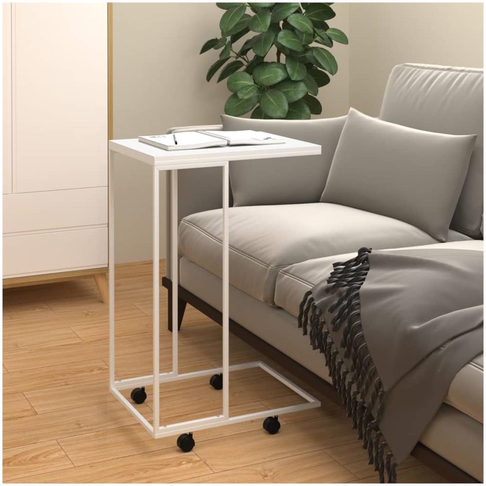 Tavolino Con Ruote Bianco 40x30x63,5cm In Legno Ingegnerizzato - Foto 1