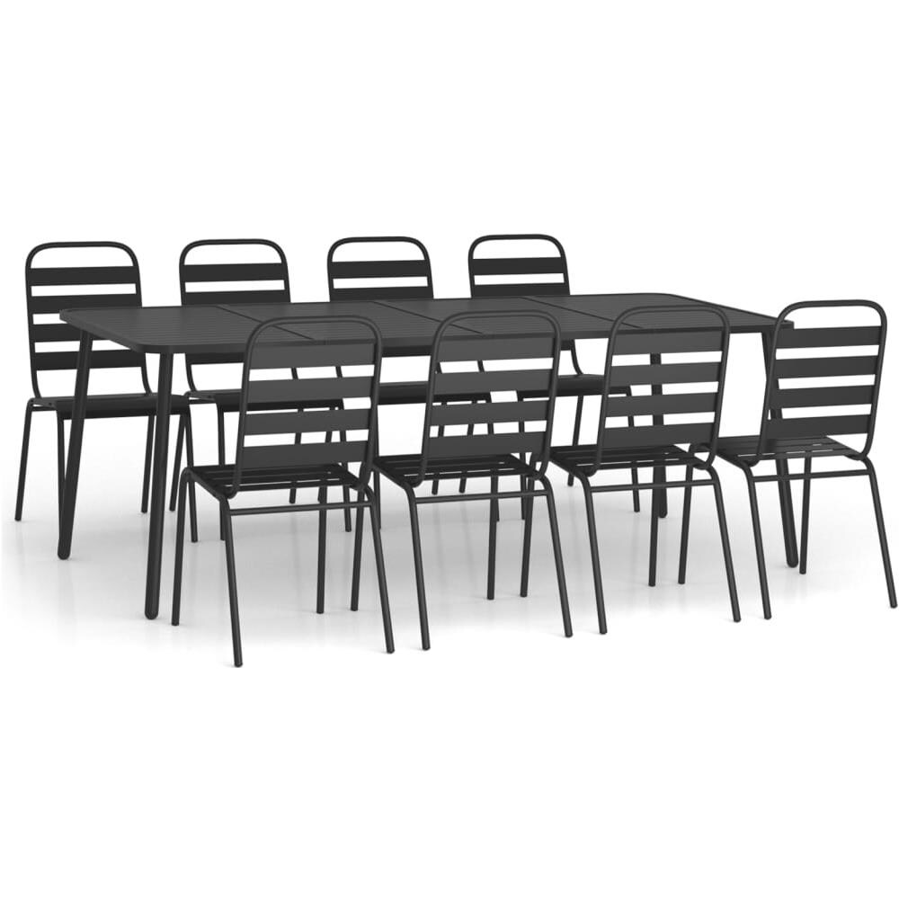 Set Da Pranzo Da Giardino 9 Pz In Acciaio Antracite - Foto 2