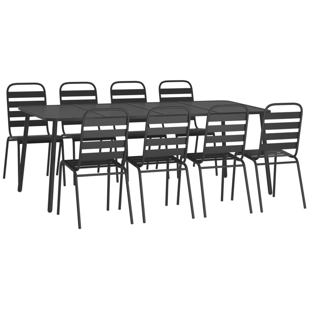 Set Da Pranzo Da Giardino 9 Pz In Acciaio Antracite - Foto 3