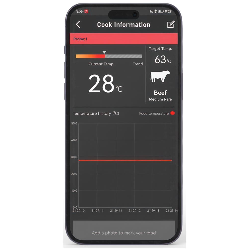 Termometro A Cupola - Termometro Da Cucina, Barbecue, Digitale, Temperatura Interna, Termometro Per Carne, Bluetooth, App, Wireless, Termometro - Foto 8