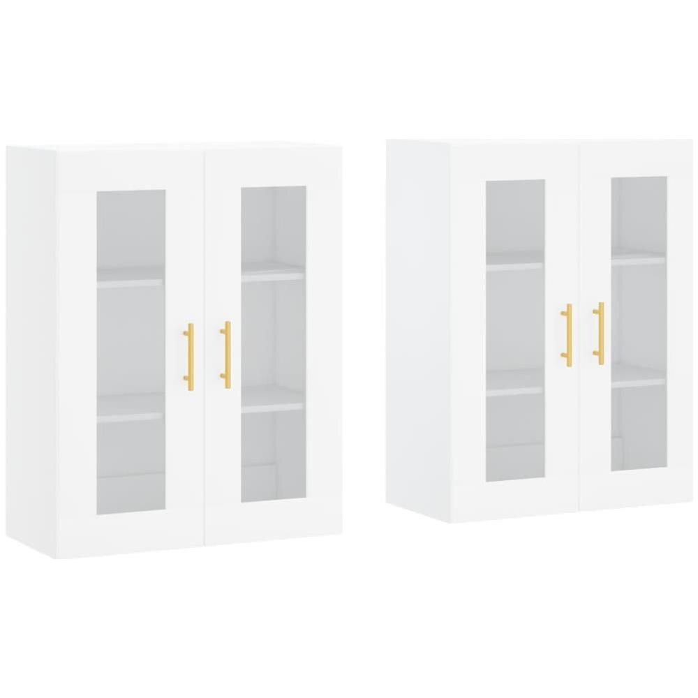 Armadietti A Parete 2 Pz Bianchi In Legno Multistrato - Foto 1