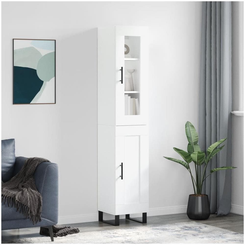 Credenza Bianca 34,5x34x180 Cm In Legno Multistrato - Foto 1