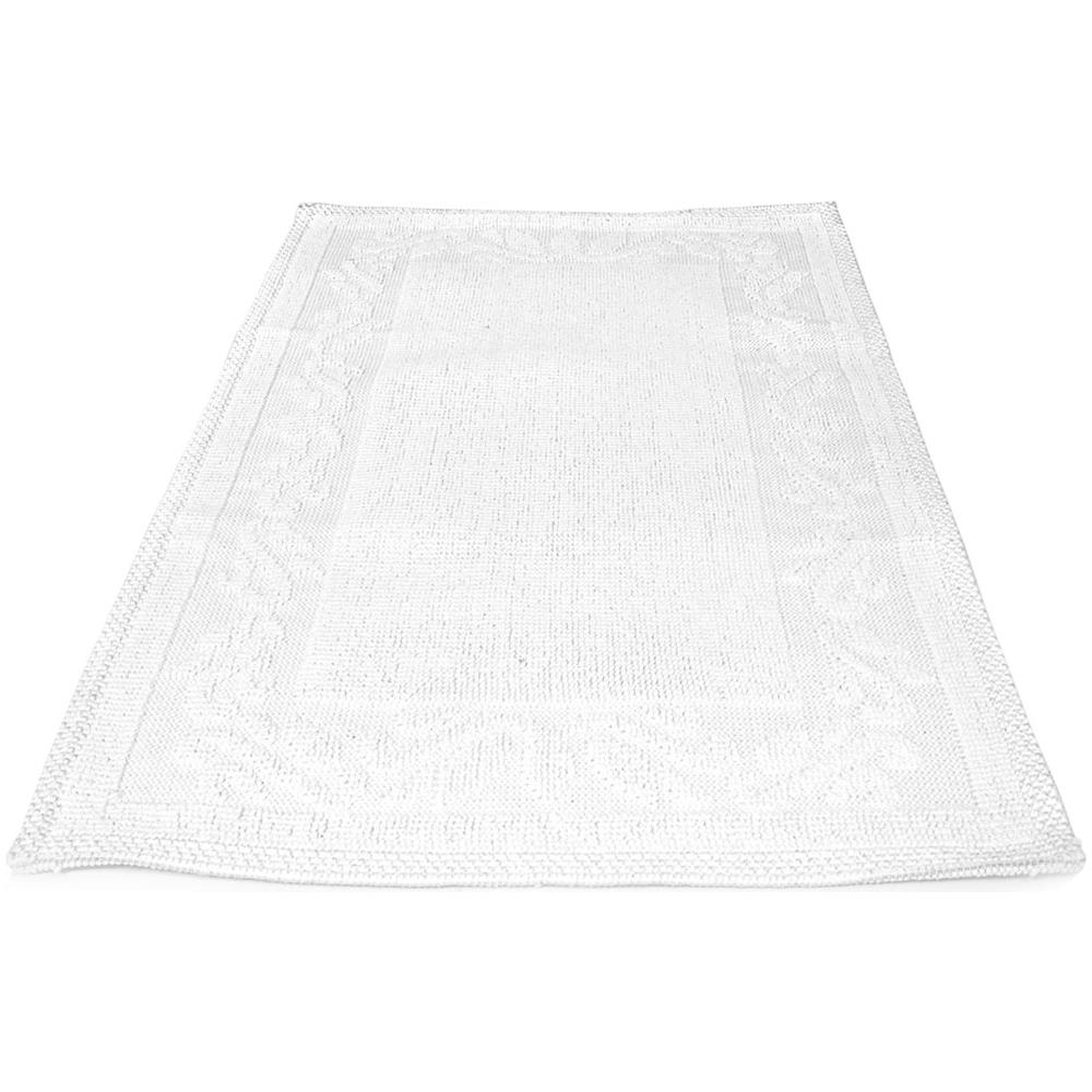 Tappeto Casa Bagno Cucina Cotone Tinta Unita Disegno Annette Colore Bianco 50x80 Bianco - Foto 1