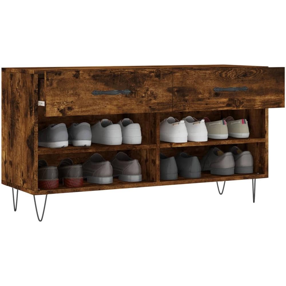Panca Porta Scarpe Rovere Fumo 102x35x55 Cm Legno Multistrato - Foto 2