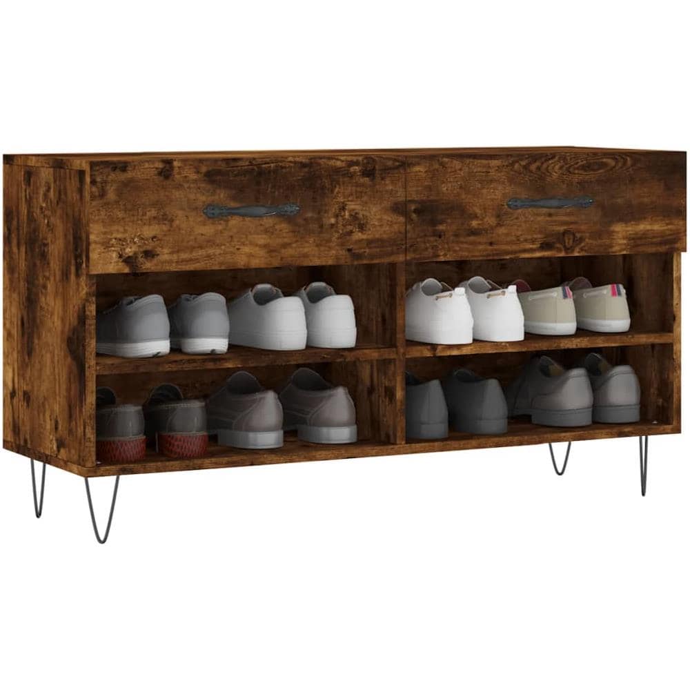 Panca Porta Scarpe Rovere Fumo 102x35x55 Cm Legno Multistrato - Foto 10
