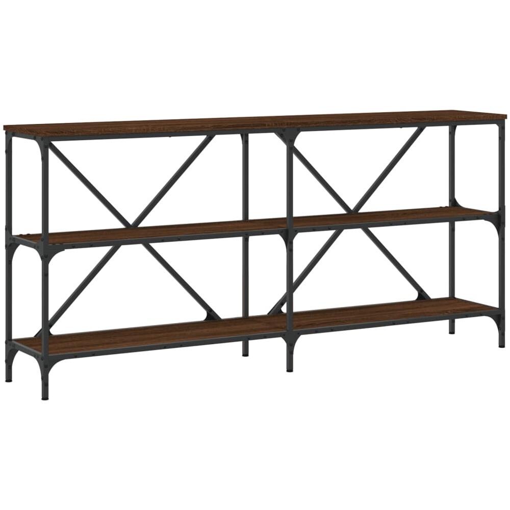 Tavolo Consolle Rovere Marrone 160x30x75 Cm Multistrato E Ferro - Foto 2