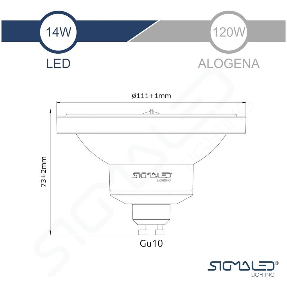 Faretto Led Ar111 Gu10 14w (equivalente 120w Alogena) - Luce Led Bianca Calda 3000k - 1000 Lumens - 220v / 230v Ac - Spot Led Ar111 A Basso Consumo - Classe A+ - Foto 1