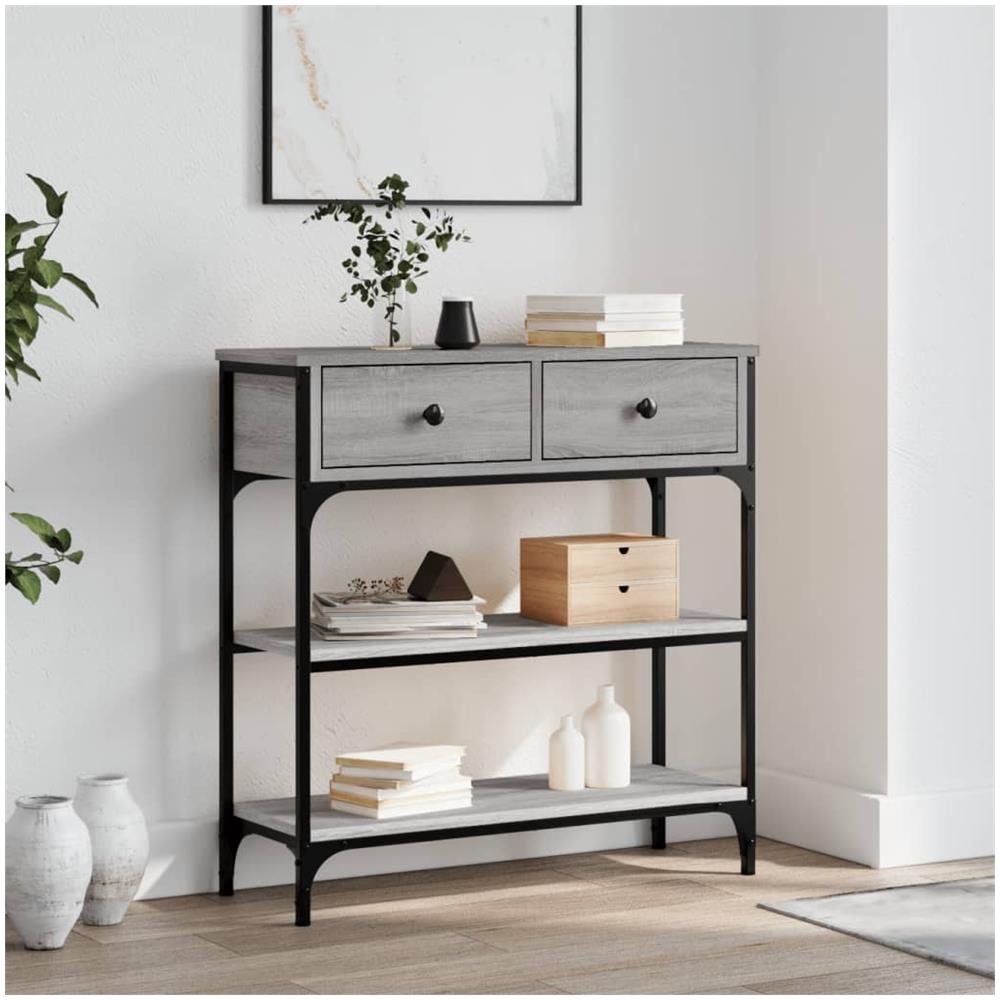 Tavolino Consolle Grigio Sonoma 72,5x25x75 Cm Legno Multistrato - Foto 1