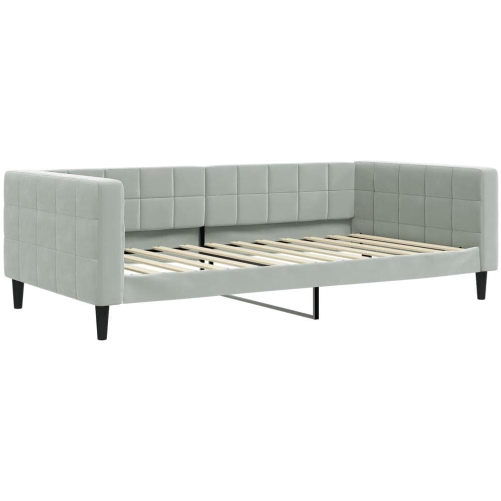 Letto Da Giorno Grigio Chiaro 100x200 Cm In Velluto - Foto 1