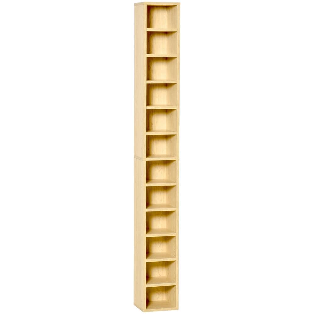 Mobile Libreria Porta CD a 12 Ripiani per 204 CD, in MDF e Truciolato, 21x20x175 cm, color Legno - Foto 1