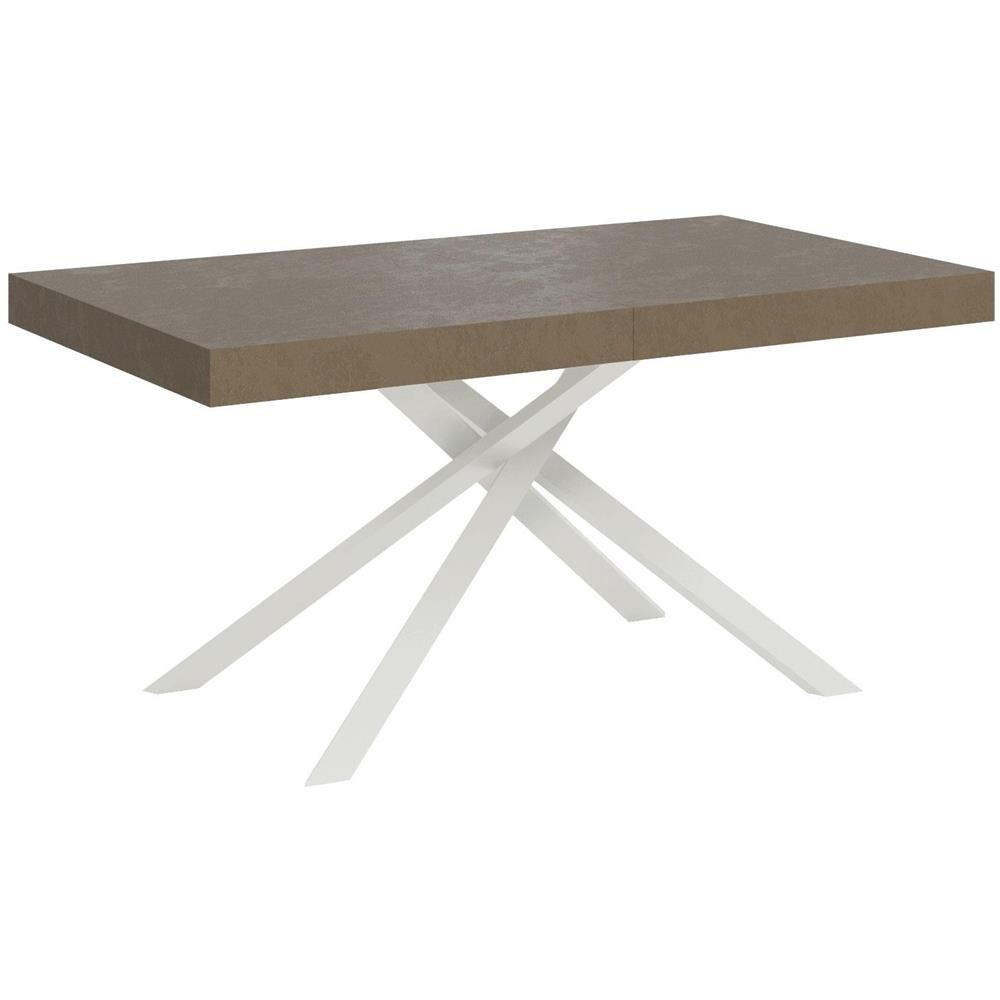 Tavolo allungabile 90x160/420 cm Karida tortora gambe bianche - Foto 1
