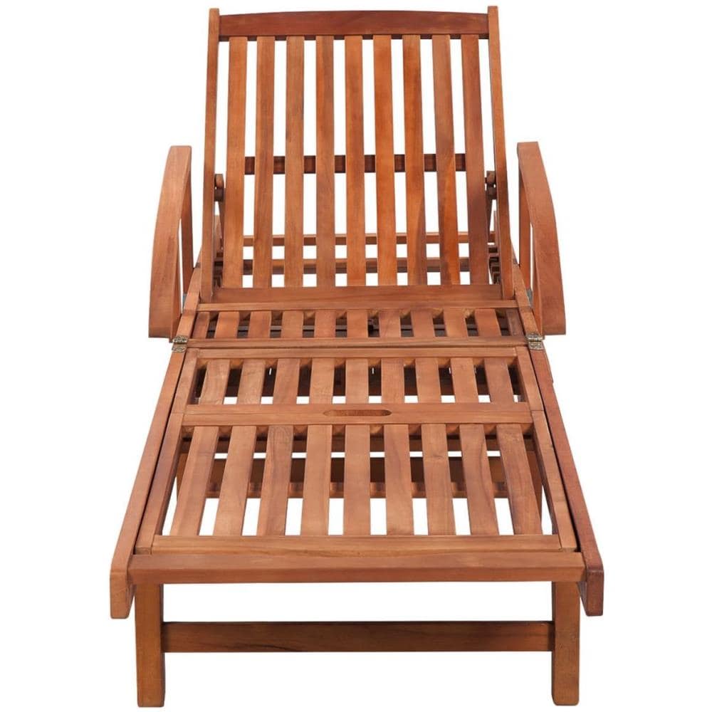 Sedia a Sdraio e Tavolo Set 3 pz Legno Massello Acacia Marrone - Foto 2