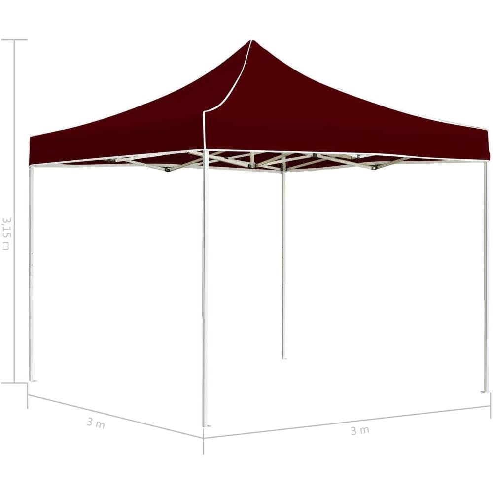 Gazebo Professionale Pieghevole in Alluminio 3x3 m Rosso Vino - Foto 6