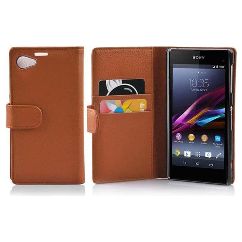 Cadorabo Custodia Compatibile Con Sony Xperia Z1 Compact In Marrone Cioccolata - Coperchio Protettivo In Ecopelle Testurizzata E Tasca Per Carte Di Credito - Foto 1