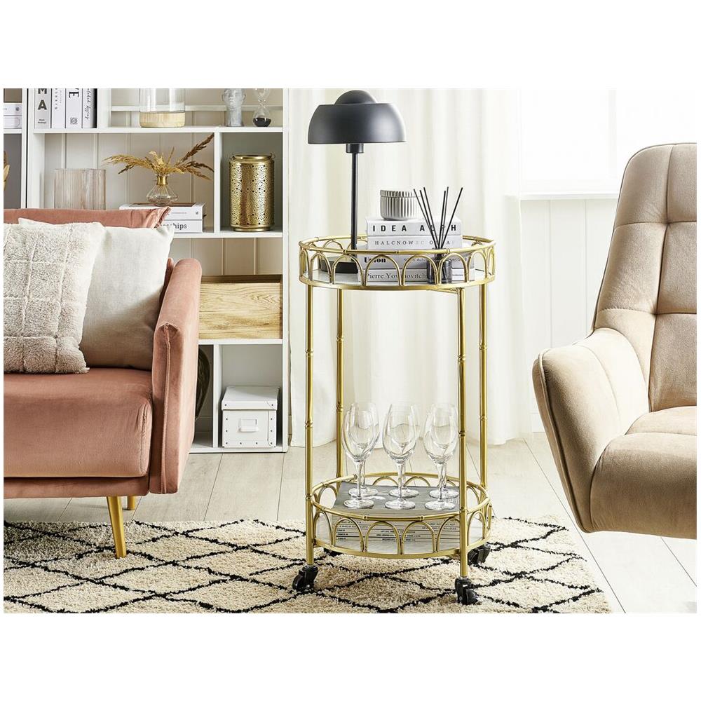 Carrello Da Cucina Oro Ed Effetto Marmo Shafter - Foto 2