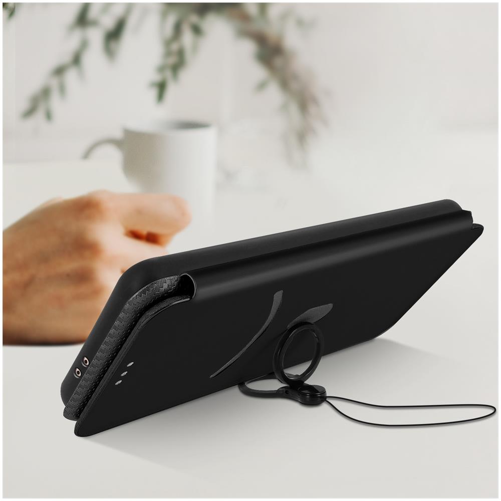 Custodia Samsung Galaxy S21 Effetto Carbonio Portacarte Funzione Supporto Nero - Foto 2