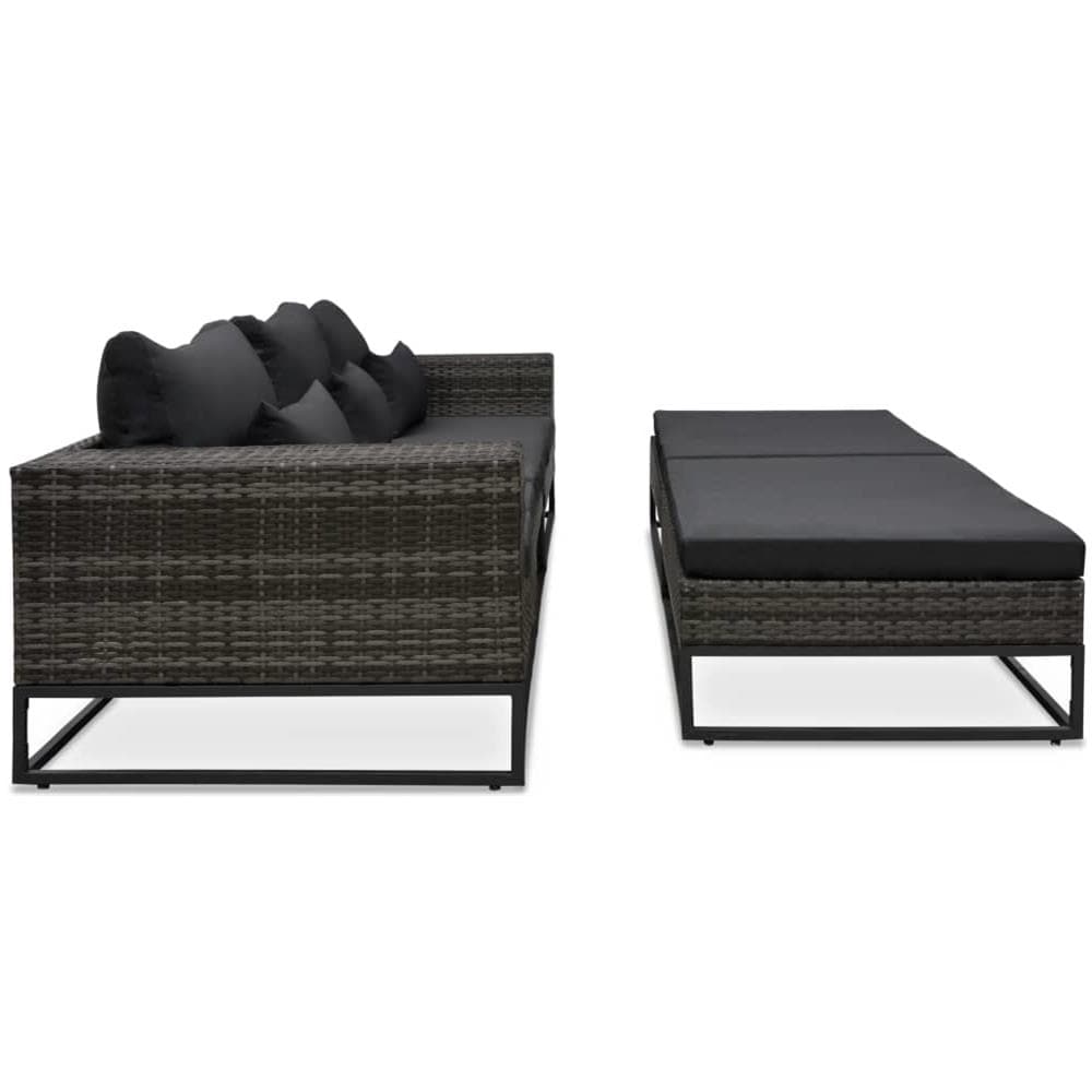 Set Divani da Giardino 5 pz con Cuscini in Polyrattan Grigio - Foto 2