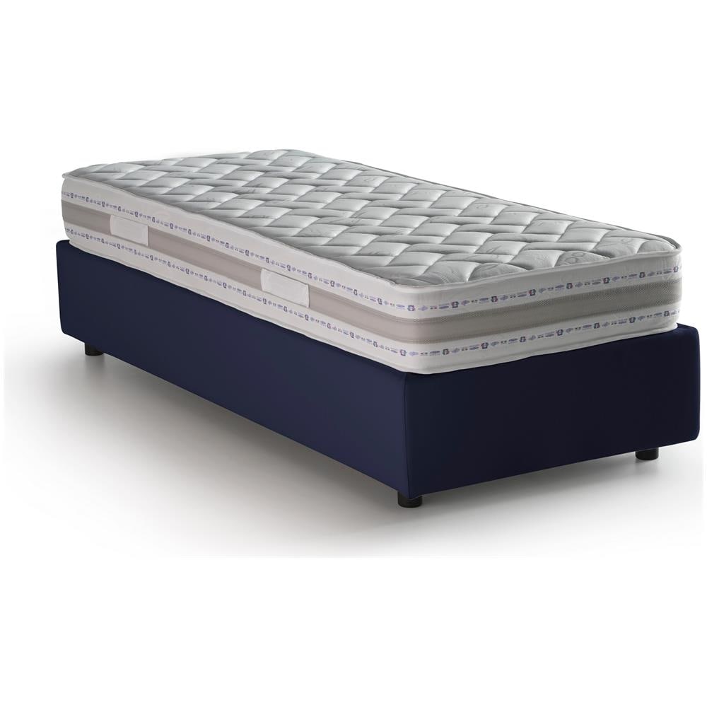 TALAMO ITALIA Letto contenitore Singolo Silvia Sommier Made in Italy Letto con rivestimento in tessuto Apertura frontale adatto per materasso cm 90x190 Blu OG12516