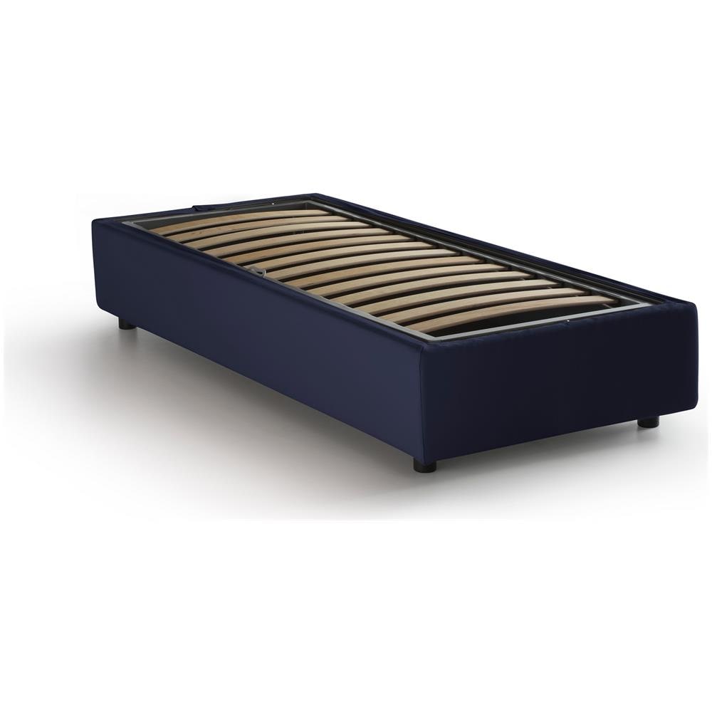 TALAMO ITALIA Letto contenitore Singolo Silvia Sommier Made in Italy Letto con rivestimento in tessuto Apertura frontale adatto per materasso cm 90x190 Blu OG12516