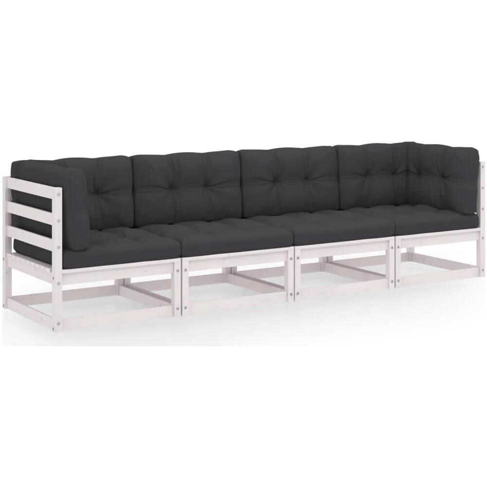 Divano Da Giardino A 4 Posti Con Cuscini Legno Massello Di Pino - Foto 1