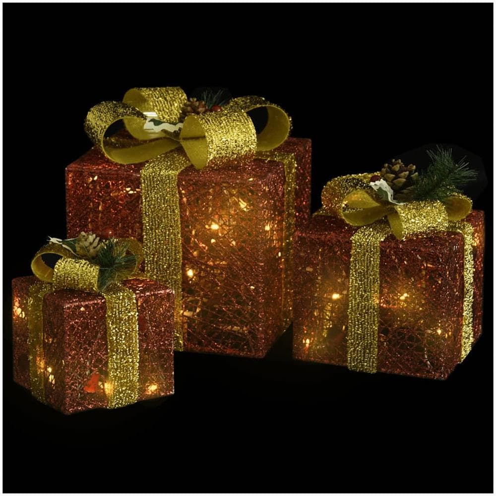 Scatole Regalo Decorative Natale 3pz Rosse da Esterno Interni - Foto 2