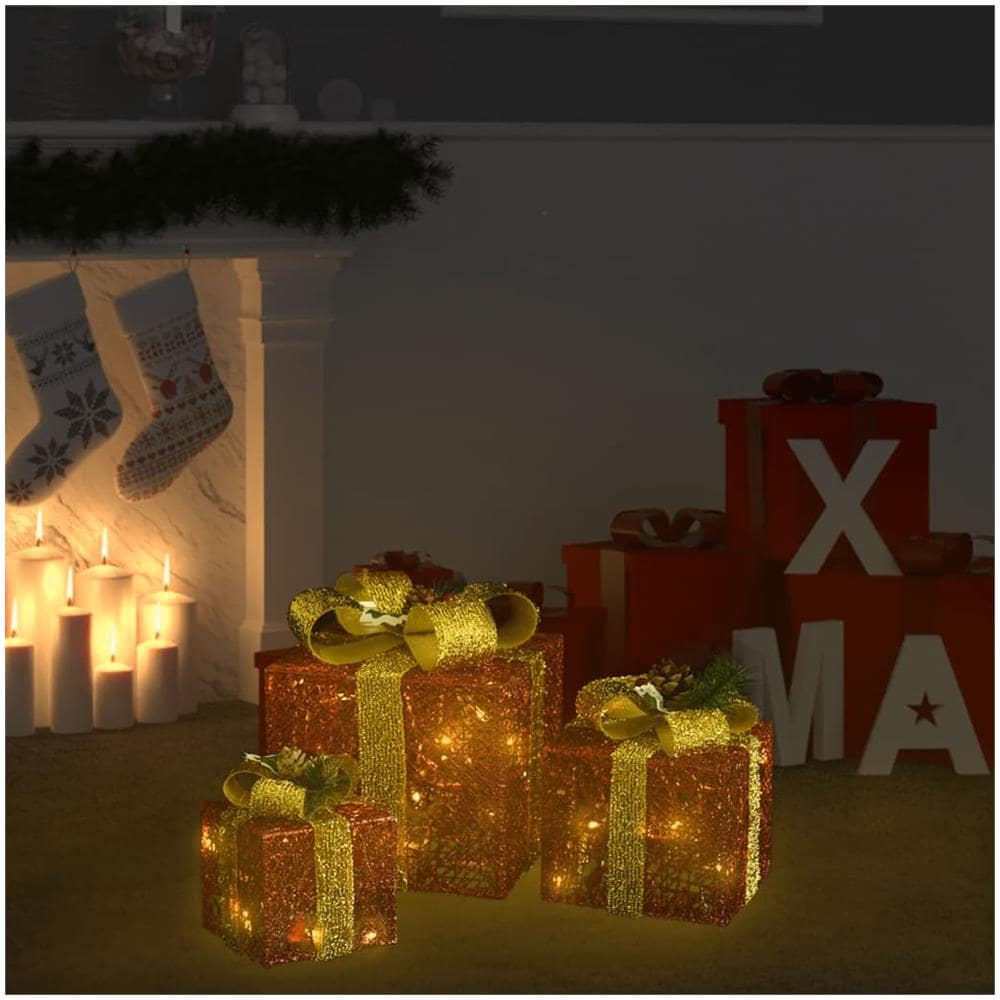 Scatole Regalo Decorative Natale 3pz Rosse da Esterno Interni - Foto 1