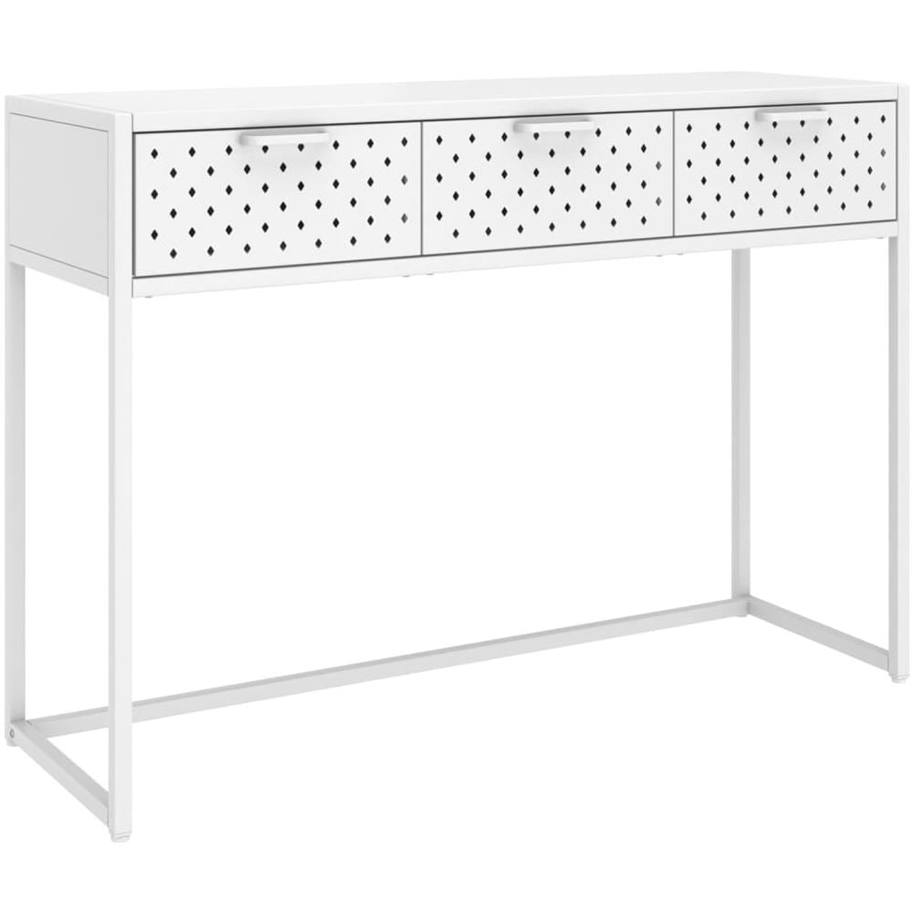 Tavolo Consolle Bianco 106x35x75 Cm In Acciaio - Foto 2