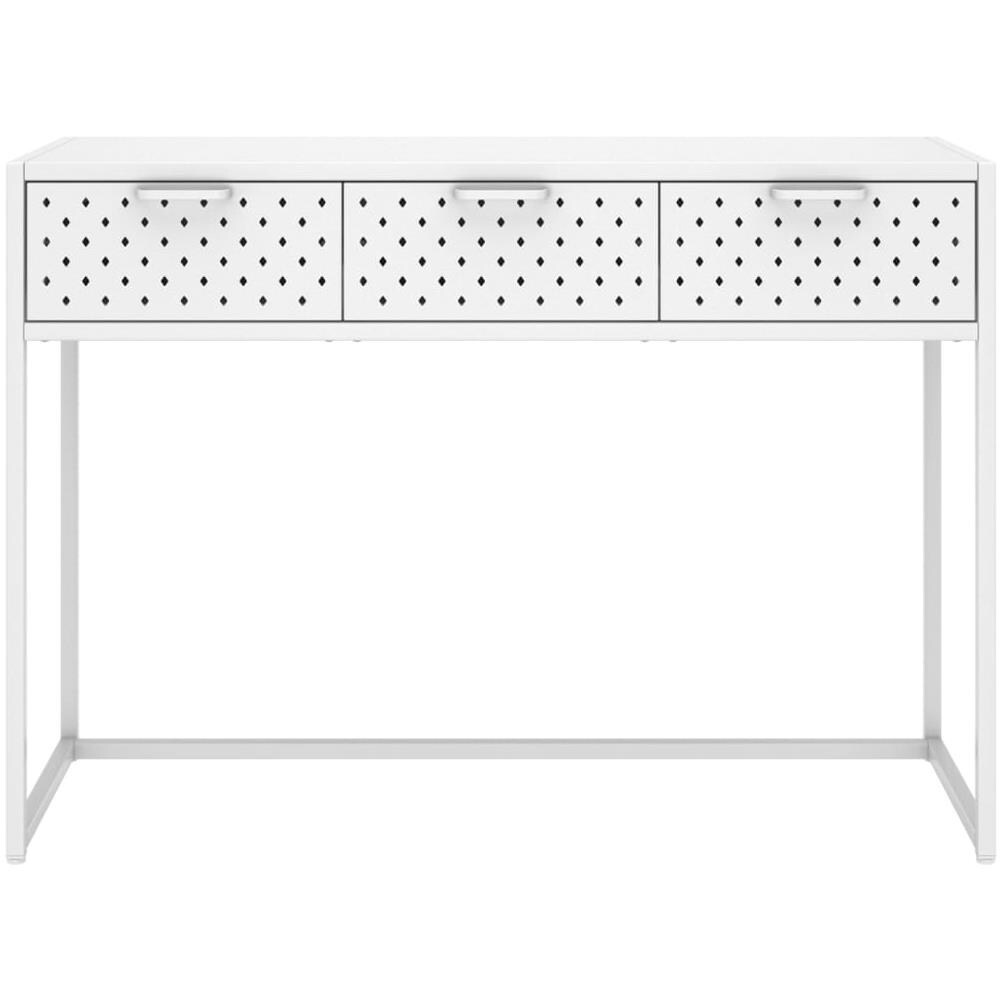 Tavolo Consolle Bianco 106x35x75 Cm In Acciaio - Foto 3