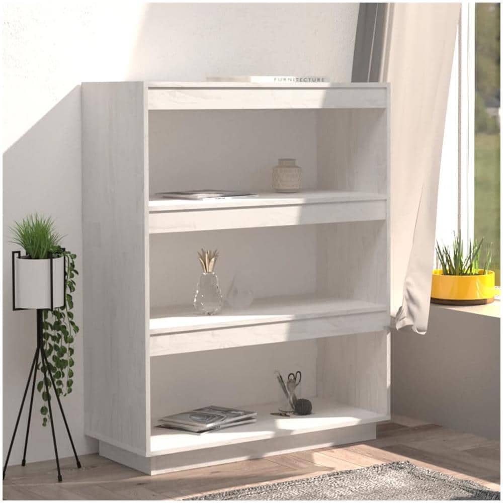 Libreria / divisorio Bianco 80x35x103 Cm Legno Massello Di Pino - Foto 3