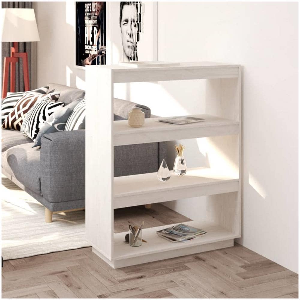 Libreria / divisorio Bianco 80x35x103 Cm Legno Massello Di Pino - Foto 1