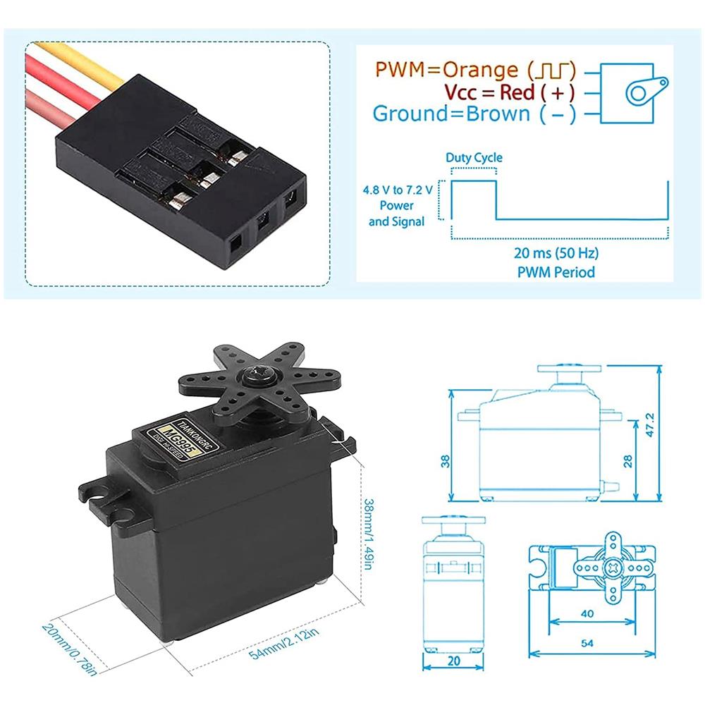 1 Pezzo Mg995 Torque Servo Motore Con Puleggia Metallo Per Rc Auto Barca Elicottero - Foto 2