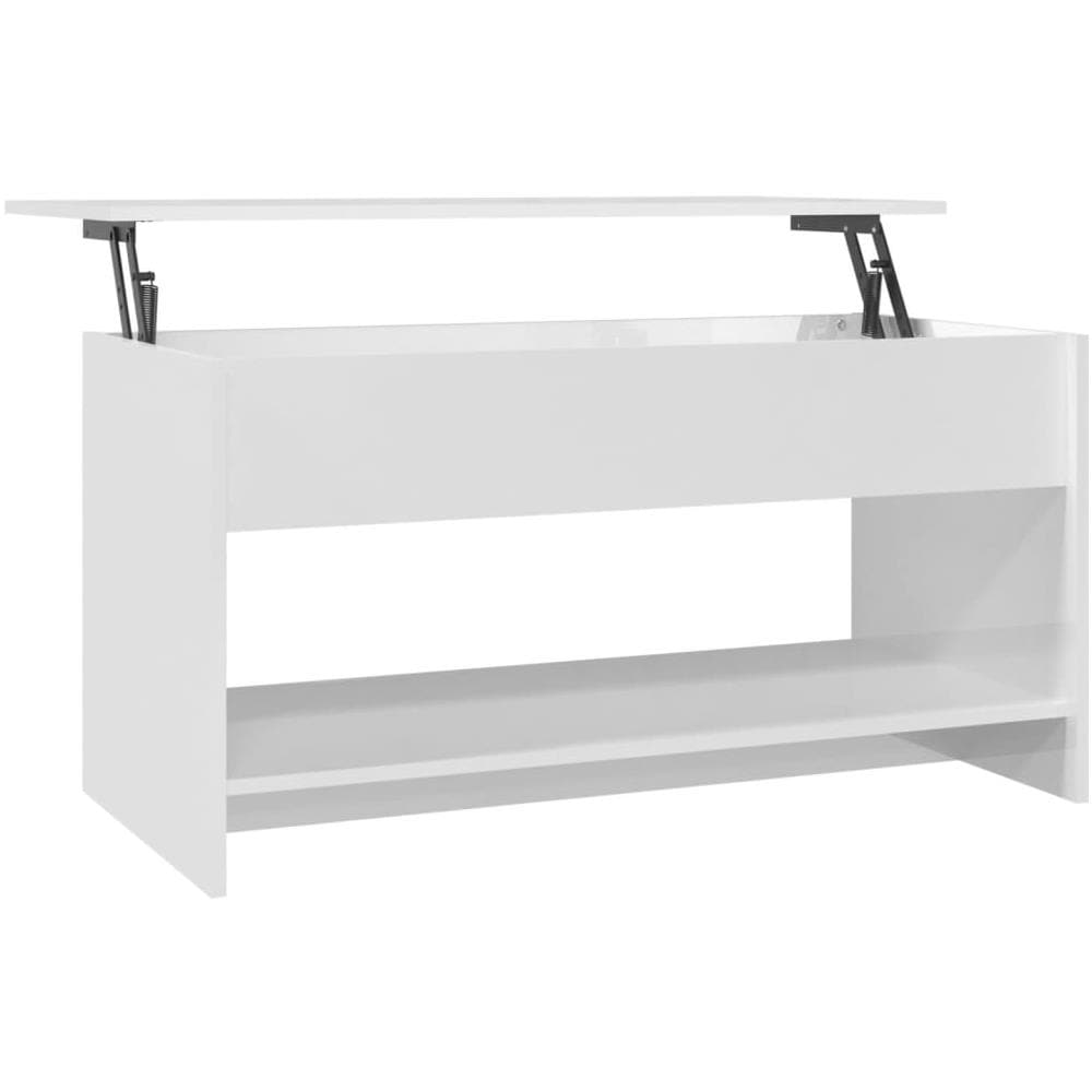 Tavolino Salotto Bianco Lucido 102x50x52,5 Cm Legno Multistrato - Foto 1