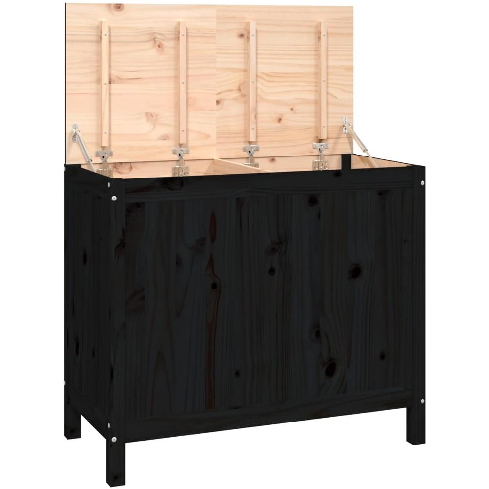 Contenitore Per Bucato Nero 88,5x44x76 Cm Legno Massello Pino - Foto 2