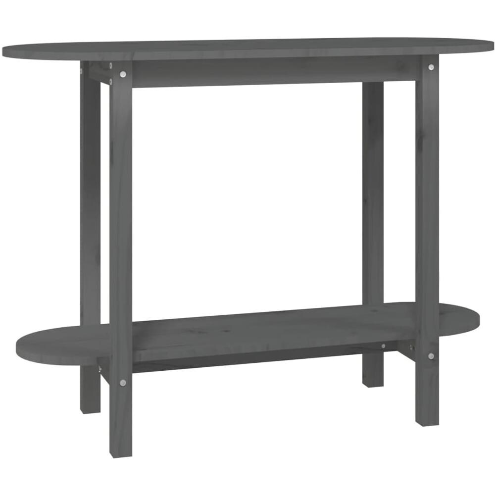 Tavolo Consolle Grigio 110x40x80 Cm In Legno Massello Di Pino - Foto 2