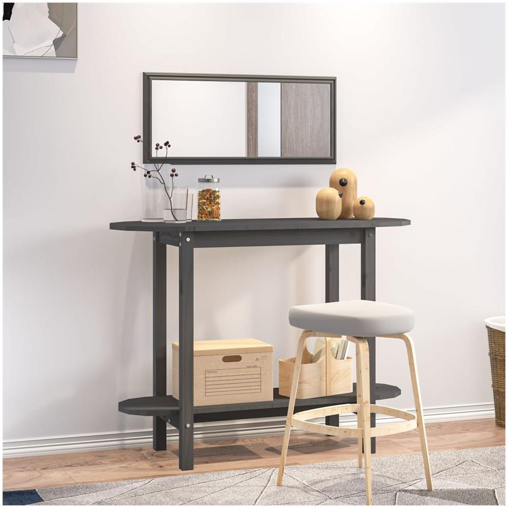 Tavolo Consolle Grigio 110x40x80 Cm In Legno Massello Di Pino - Foto 1