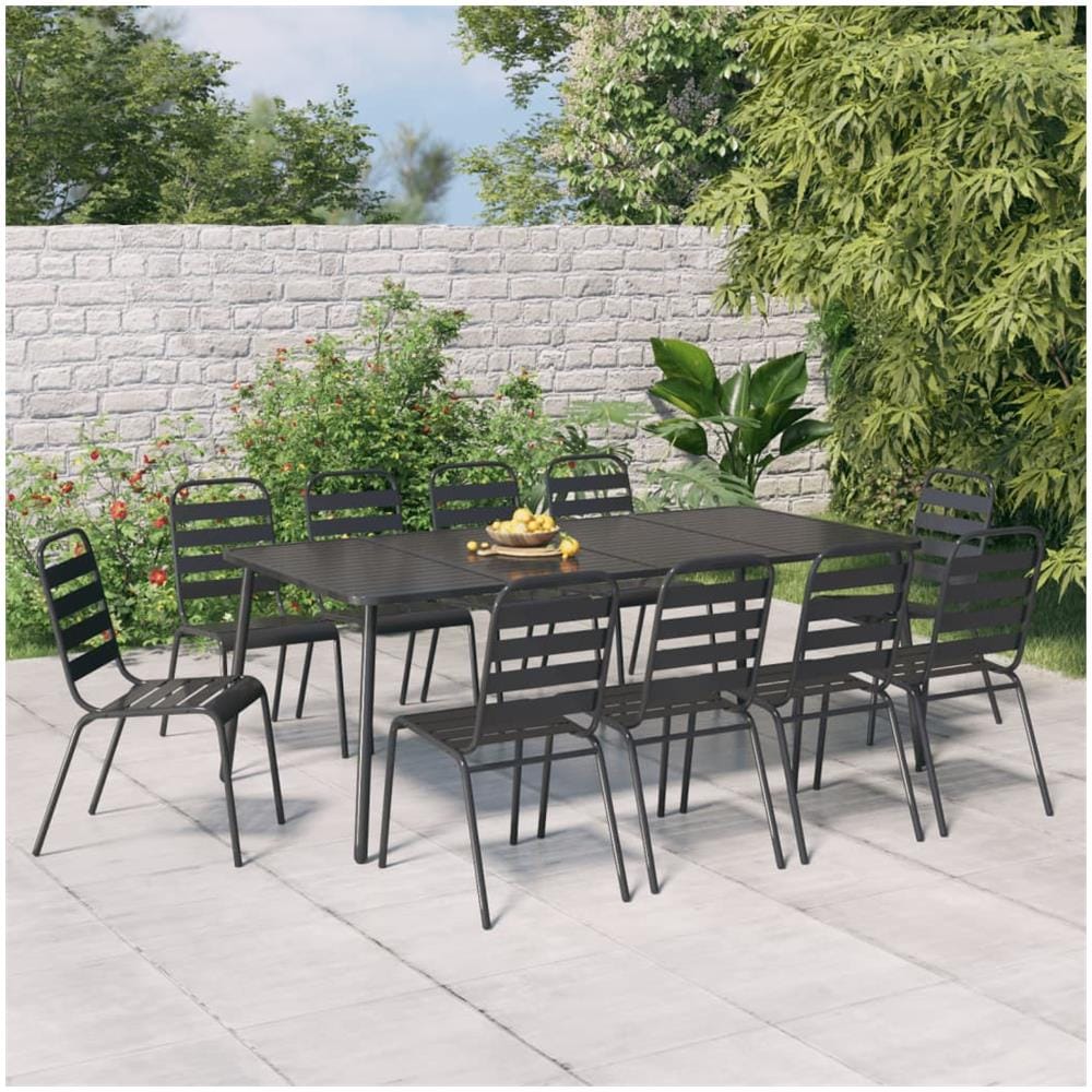 Set Da Pranzo Da Giardino 11 Pz In Acciaio Antracite - Foto 1