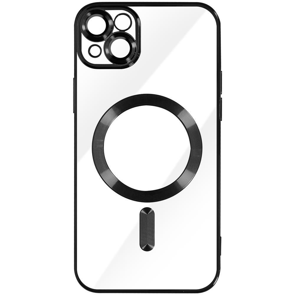 Cover Magsafe Per Iphone 13 Silicone Protezione Fotocamera Bordo Cromato Nero - Foto 1