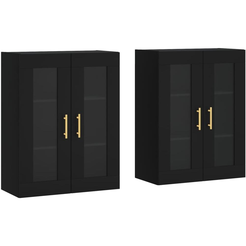 Armadietti A Parete 2 Pz Neri In Legno Multistrato - Foto 2