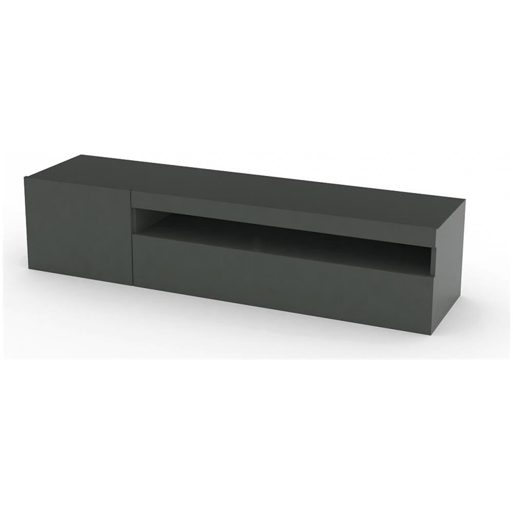 Mobile Porta Tv Turi, Credenza Bassa Da Soggiorno, Base Porta Tv, 100% Made In Italy, Cm 150x40h37, Antracite Lucido - Foto 2