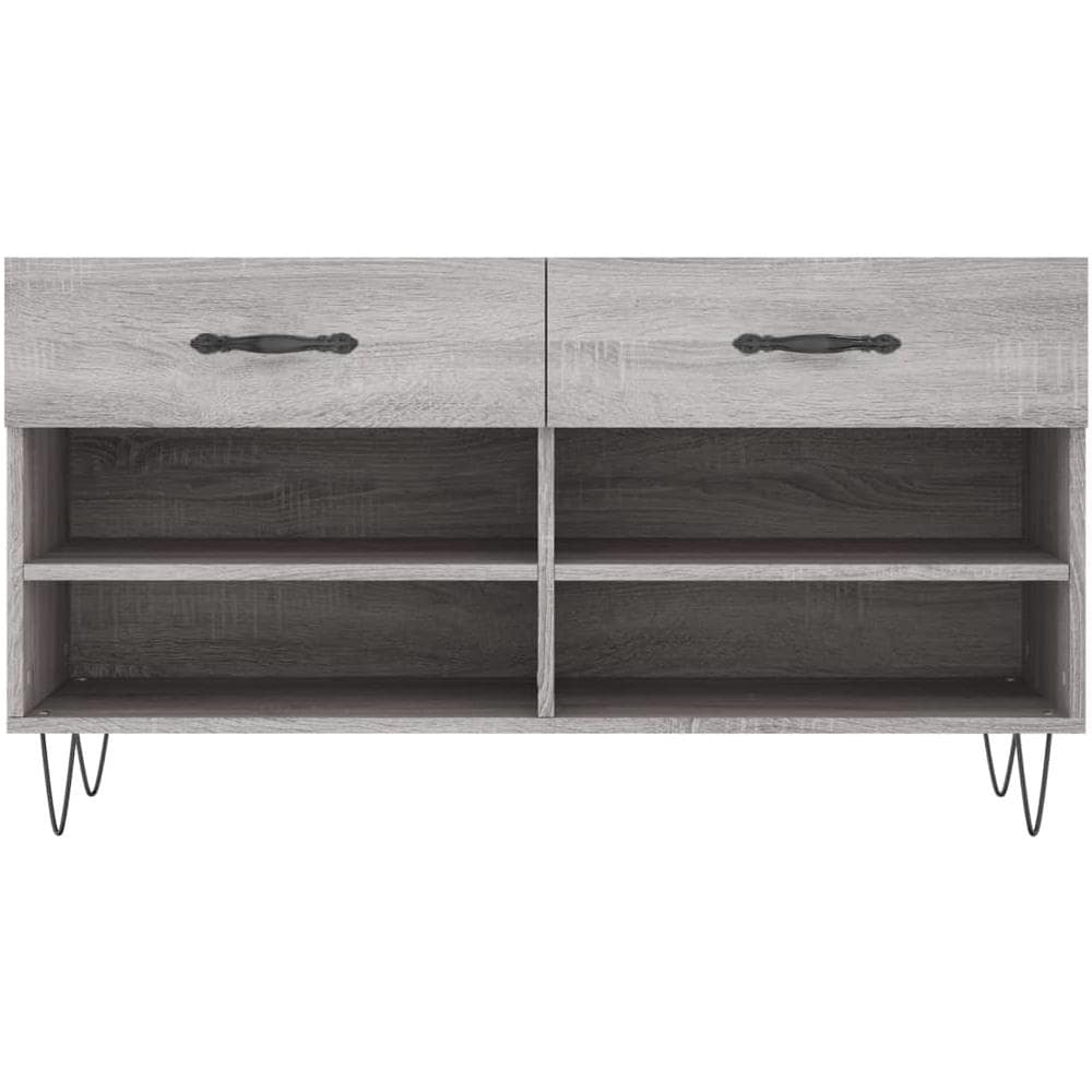 Panca Porta Scarpe Grigio Sonoma 102x35x55 Cm Legno Multistrato - Foto 2