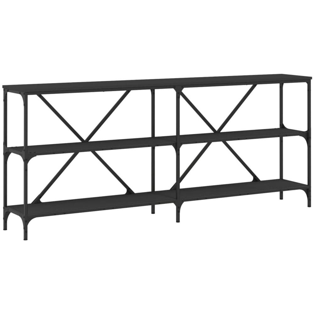 Tavolino Consolle Nero 180x30x75 Cm Legno Multistrato E Ferro - Foto 2